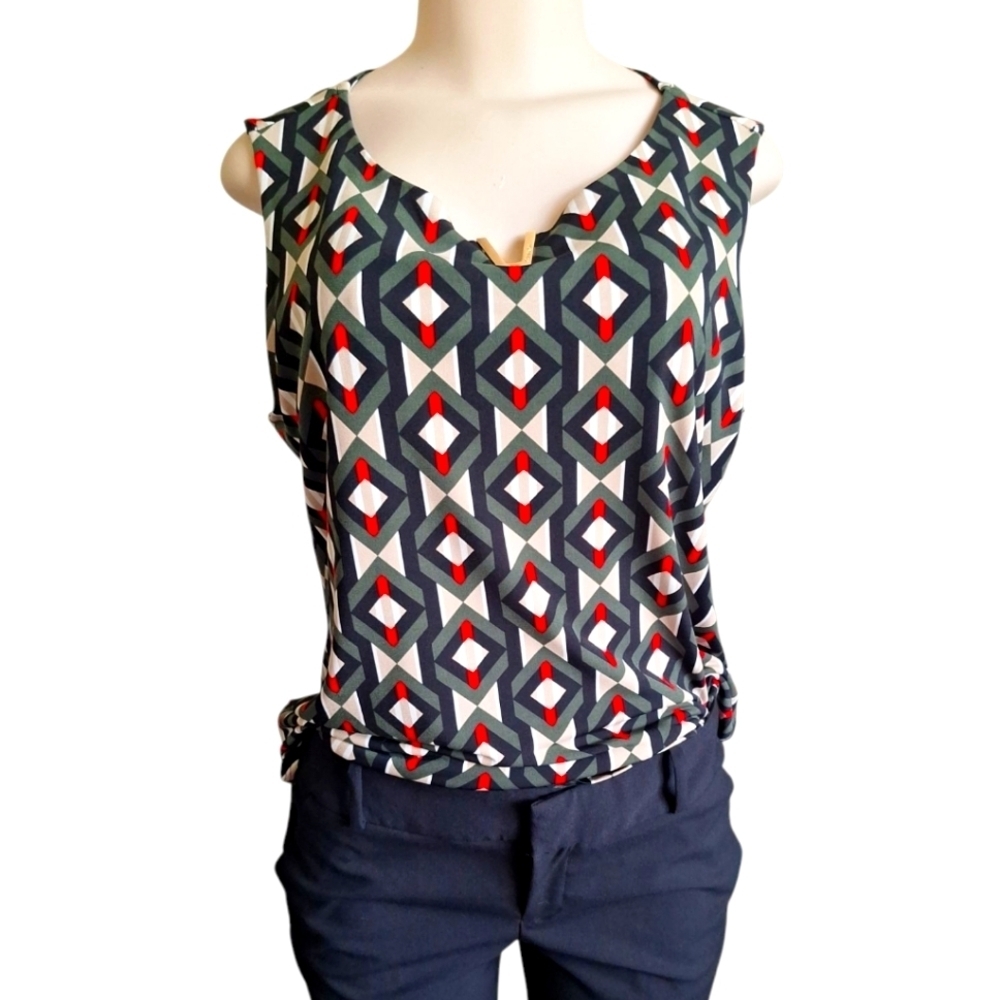 Calvin Klein Sleeveless Geometric Print Top Size LNew with tags! MSRP $49.50